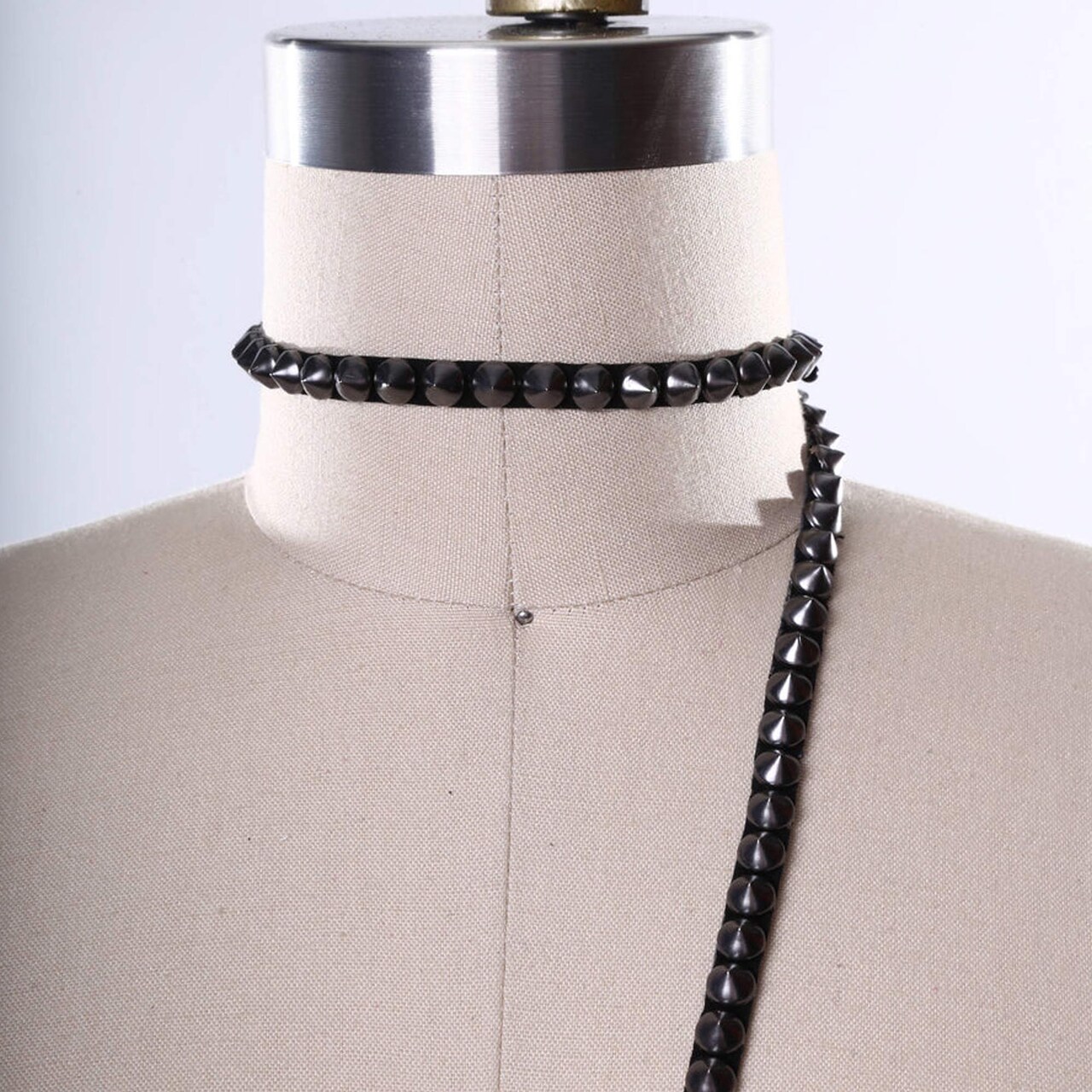 1 Yard Gunmetal Spike Tape Iron On Trim 1/4 Inch on Velvet Strip